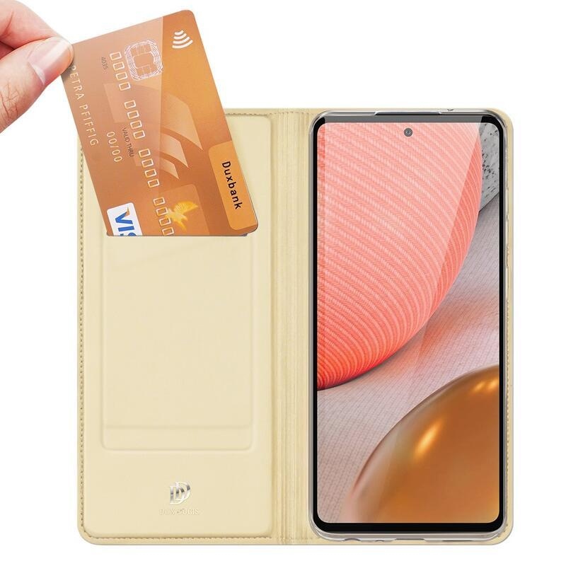 DUX PU kožené puzdro na mobil Samsung Galaxy A72 5G / 4G - zlaté