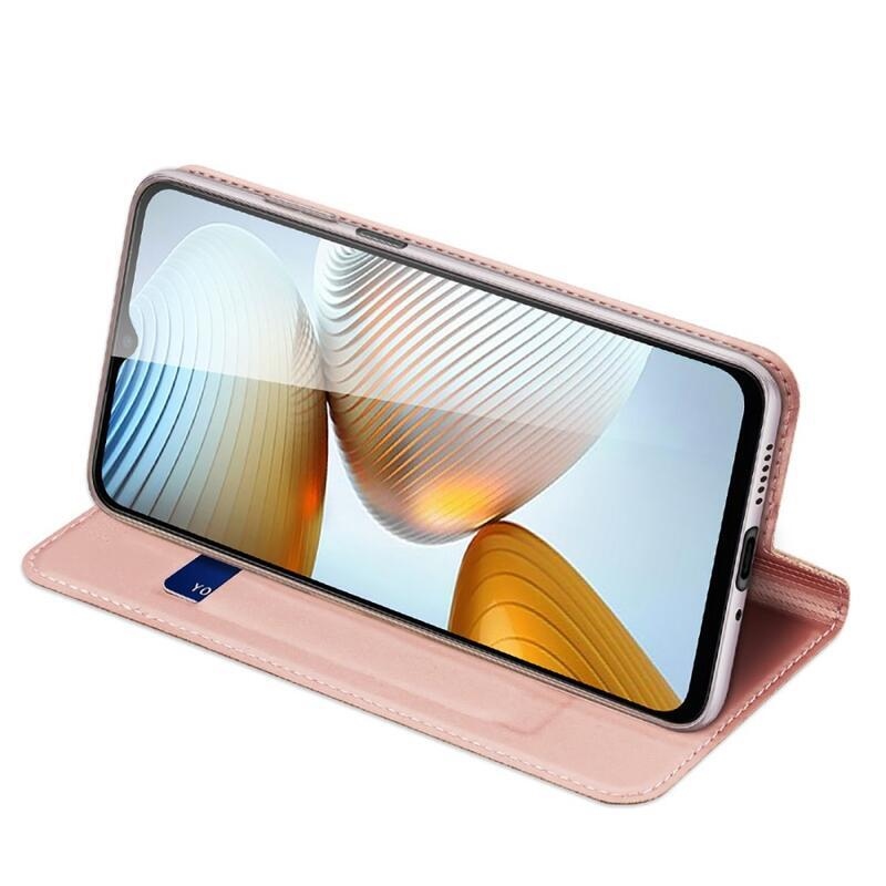 DUX PU kožené púzdro na mobil Xiaomi Poco M4 5G - ružovozlaté