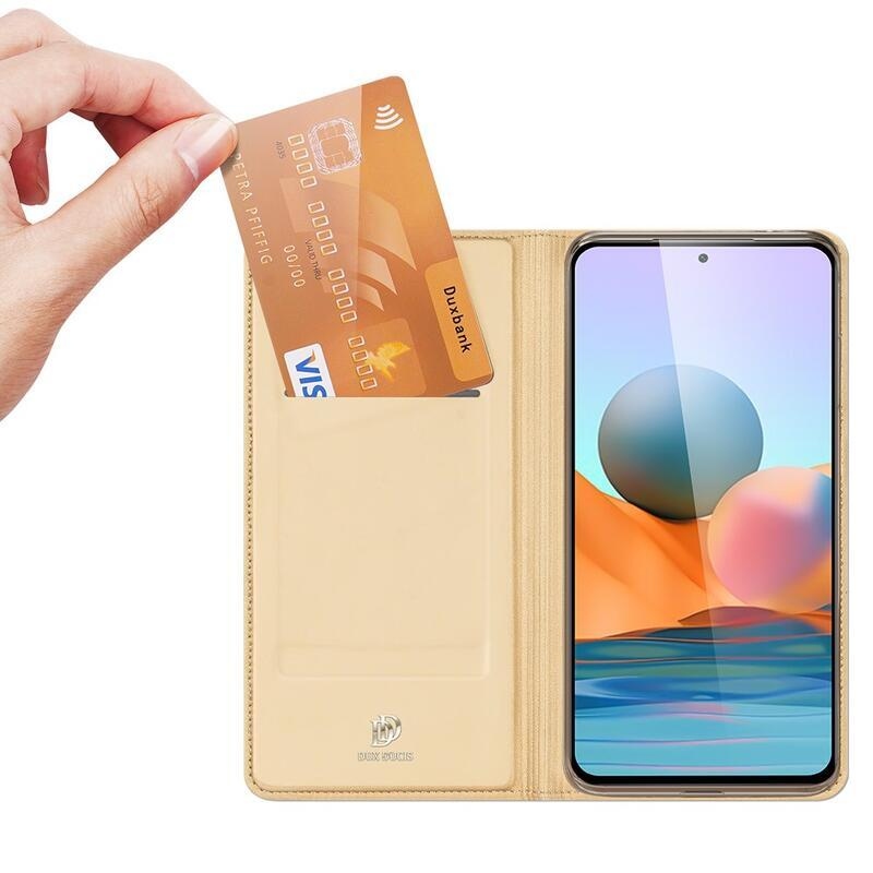 DUX PU kožené puzdro na mobil Xiaomi Redmi Note 10 Pro - zlaté