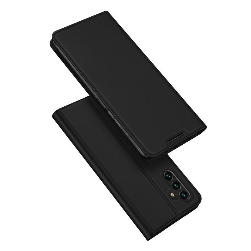 DUX PU kožené púzdro na mobilný telefón Samsung Galaxy A13 5G/Galaxy A04s (164.7 x 76.7 x 9.1 mm) - čierne