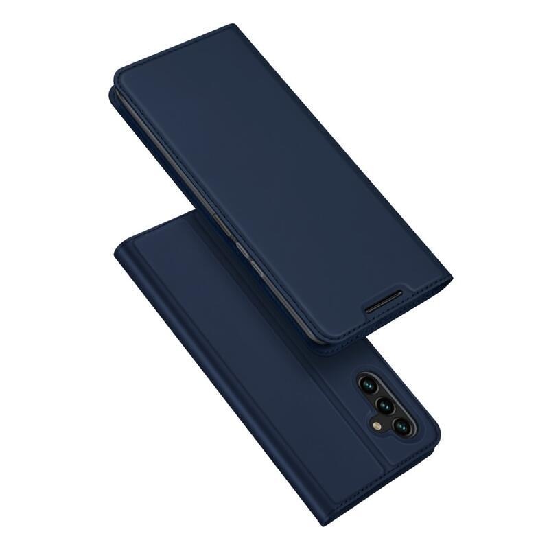 DUX PU kožené púzdro na mobilný telefón Samsung Galaxy A13 5G/Galaxy A04s (164.7 x 76.7 x 9.1 mm) - tmavomodré