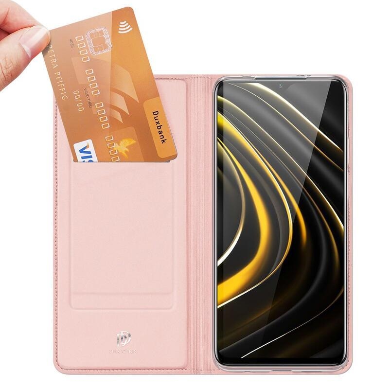 DUX PU kožené puzdro na telefón Xiaomi Poco M3/Redmi 9T - ružové