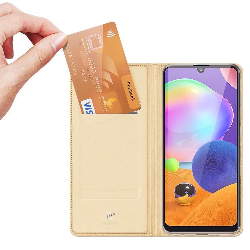 DUX PU kožené puzdro pre mobil Samsung Galaxy A31 - zlaté