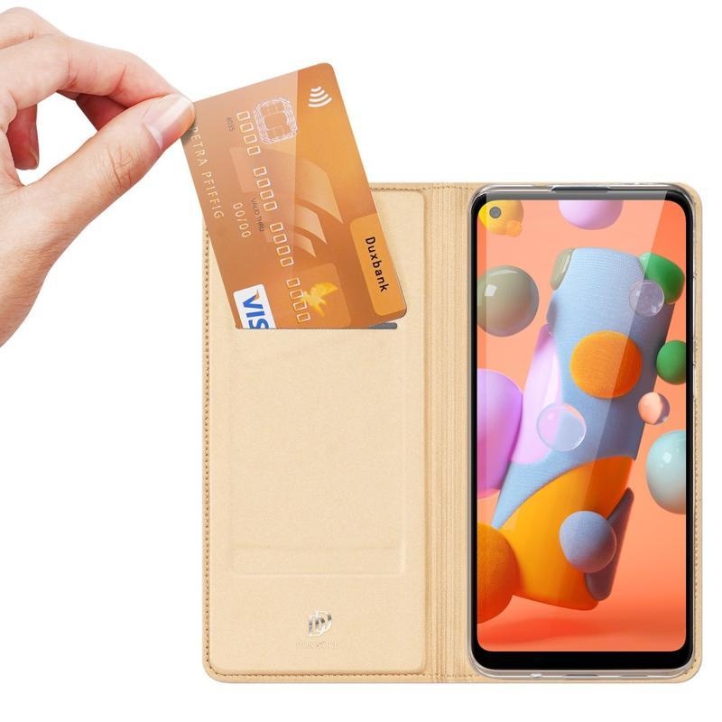 DUX PU kožené puzdro pre mobil Samsung Galaxy M11 - zlaté