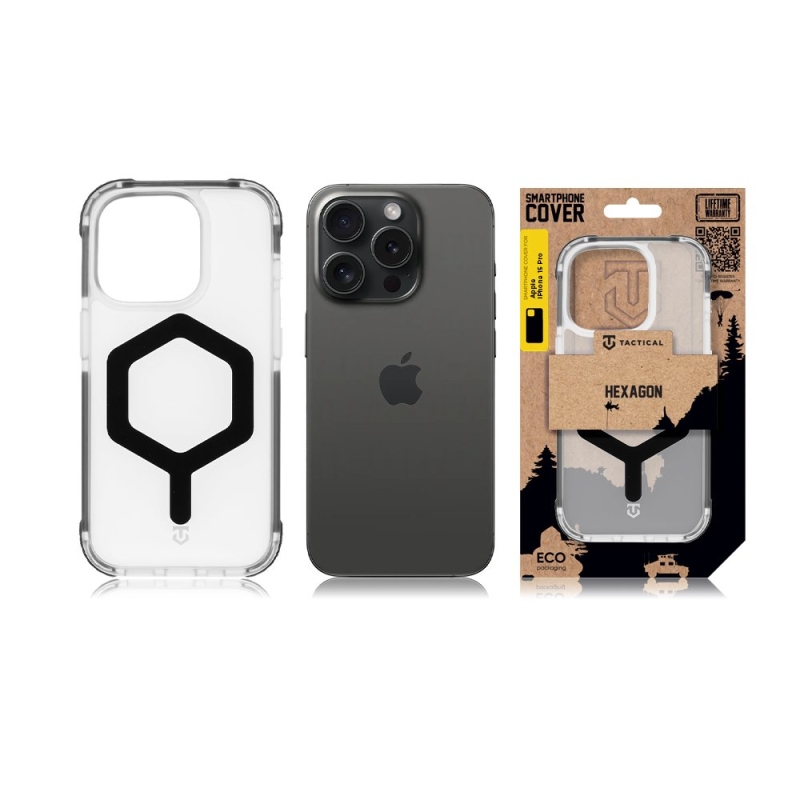 Taktický kryt MagForce Hexagon pre Apple iPhone 15 Pro T-Black