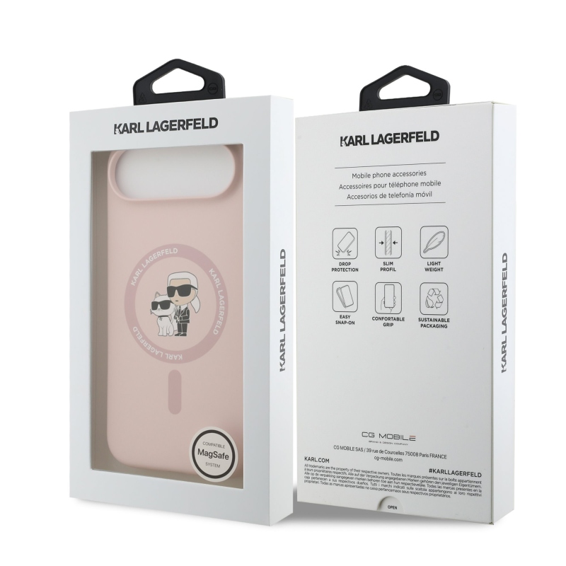 Karl Lagerfeld Liquid Silicone Karl and Choupette MagSafe zadný kryt pre iPhone 17 Air Pink