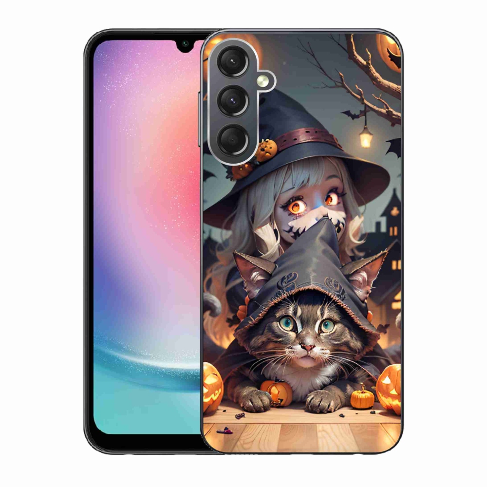 Gélový kryt mmCase na Samsung Galaxy A24 - čarodejnica s mačkou