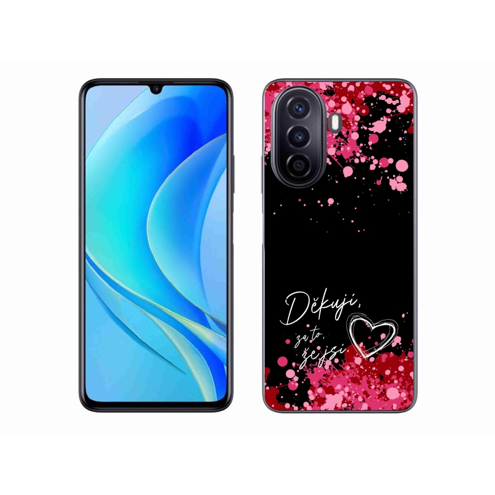 Gélový kryt mmCase na Huawei Nova Y70 - zamilovaný text 2 čierne pozadie