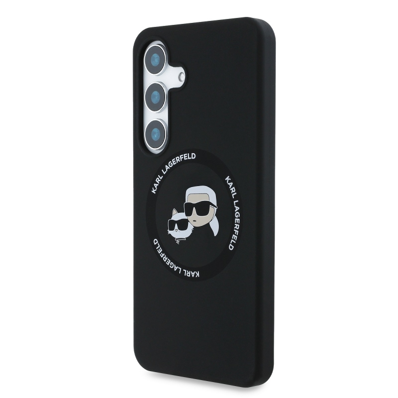 Karl Lagerfeld Liquid Silicone K&CH Heads MagSafe Zadný Kryt pre Samsung Galaxy S25+ Black