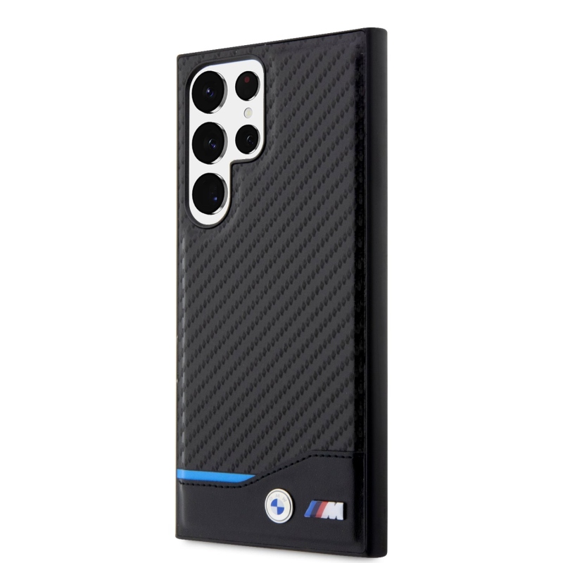 BMW M PU Carbon Blue Line Zadný Kryt pre Samsung Galaxy S23 Ultra Black