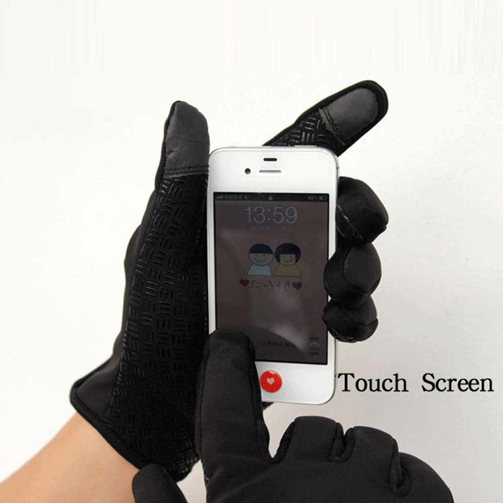 Outdoorové vetruodolné dotykové rukavice v čiernej farbe - veľkosť M