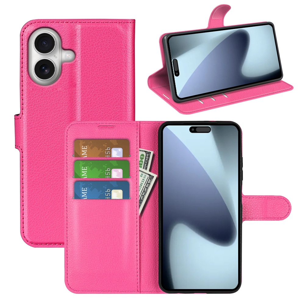 Litchi knižkové púzdro na iPhone 17 - rose