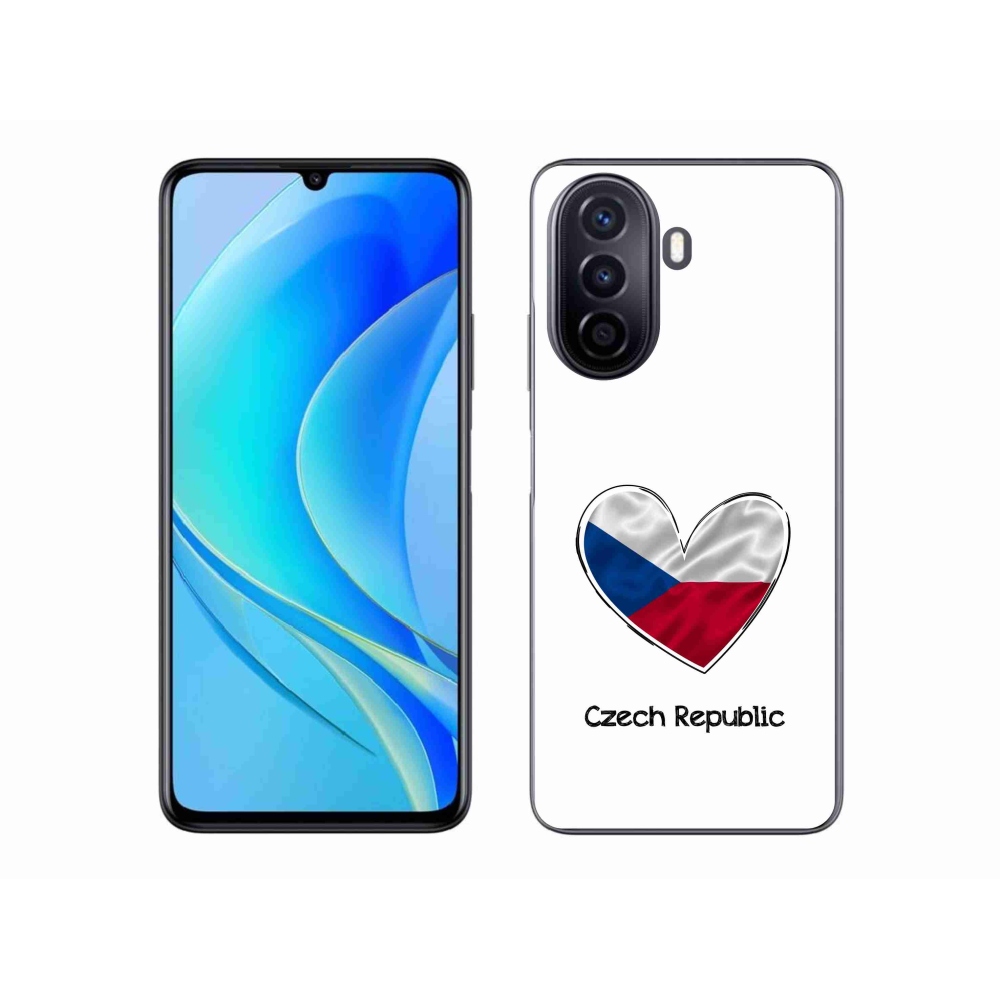 Gélový kryt mmCase na Huawei Nova Y70 - vlajka srdca biele pozadie
