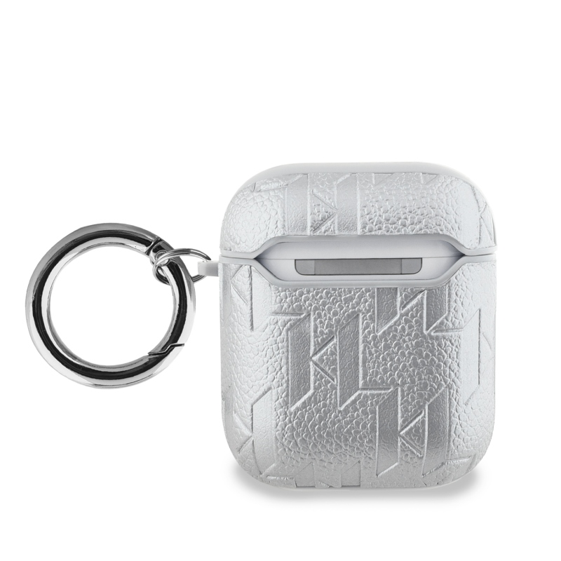 Karl Lagerfeld PU Embossed Karl Head Puzdro pre AirPods 1/2 Silver