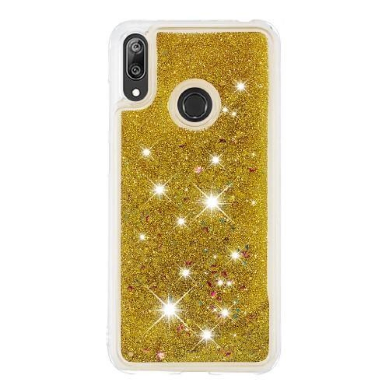 Glitter gélový obal na mobil Huawei Y7 (2019) - zlatý