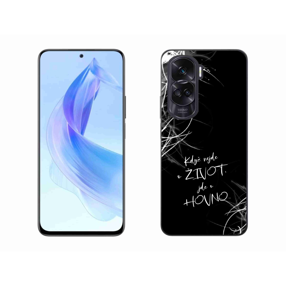 Gélový kryt mmCase na Honor 90 Lite - vtipný text 16 čierne pozadie