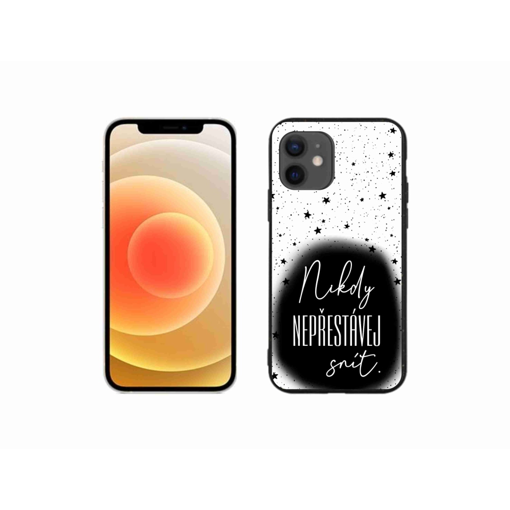 Gélový kryt mmCase na iPhone 12 mini - citát 1 čiernobiele pozadie