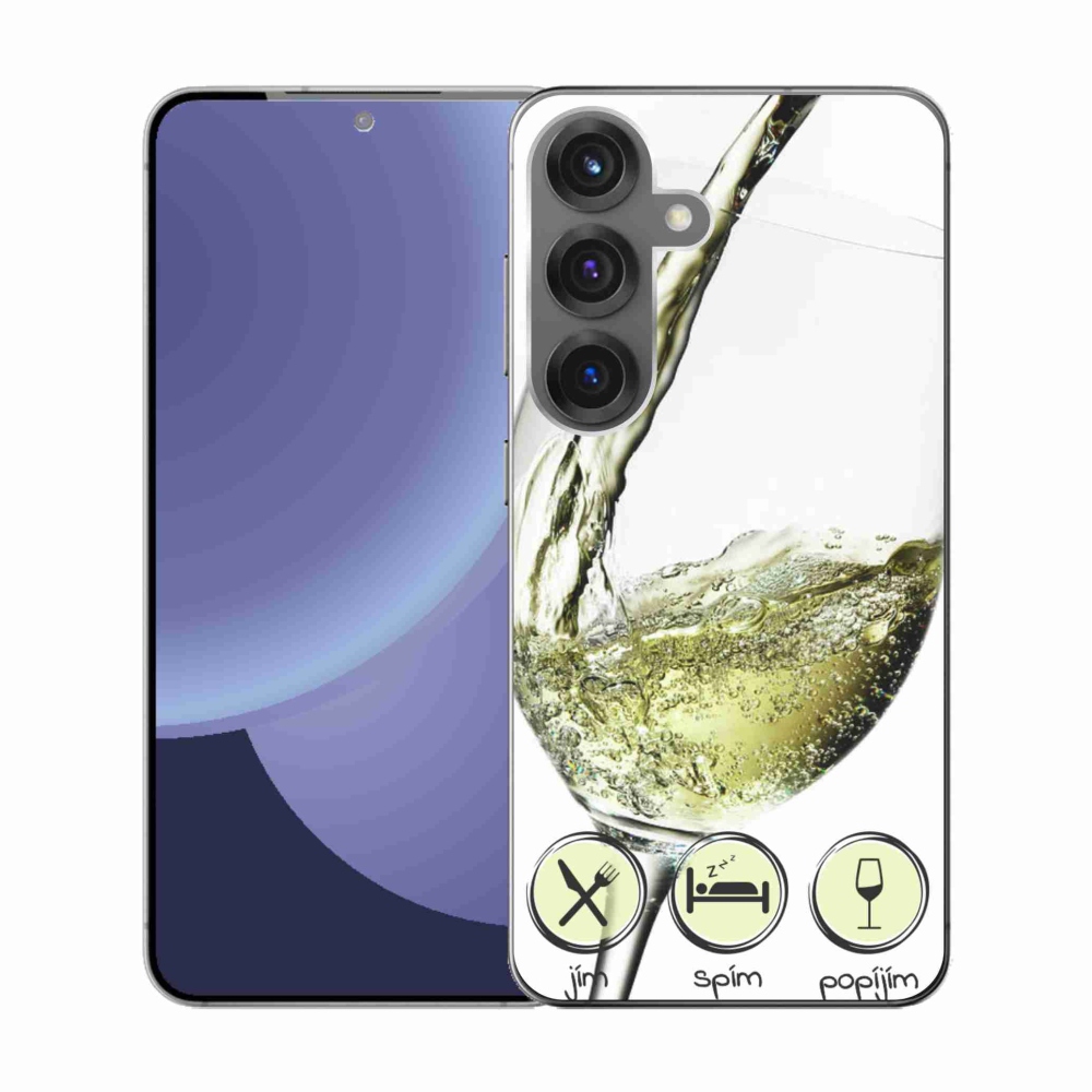 Gélový kryt mmCase na Samsung Galaxy S25 - pohár vína bielej