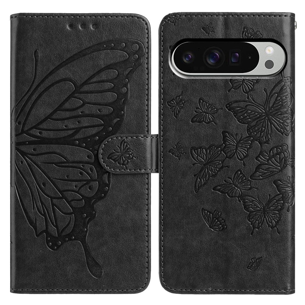 Floral Butterfly knižkové puzdro na Google Pixel 10 Pro XL/Pixel 9 Pro XL - čierne