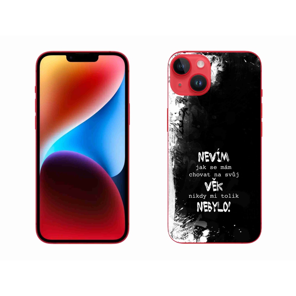 Gélový kryt mmCase na iPhone 14 Plus - vtipný text 14 čierne pozadie