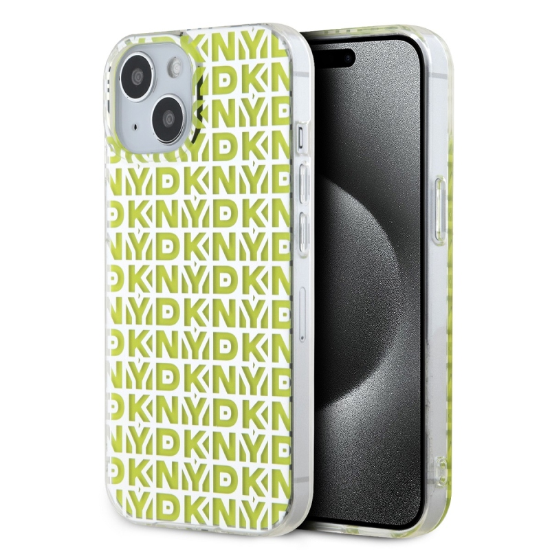 DKNY PC/TPU Repeat Pattern Zadný Kryt pre iPhone 15 Yellow