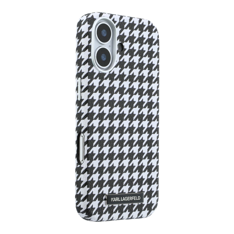 Karl Lagerfeld PU Houndstooth Resin Plate Zadný kryt MagSafe pre iPhone 17 Black