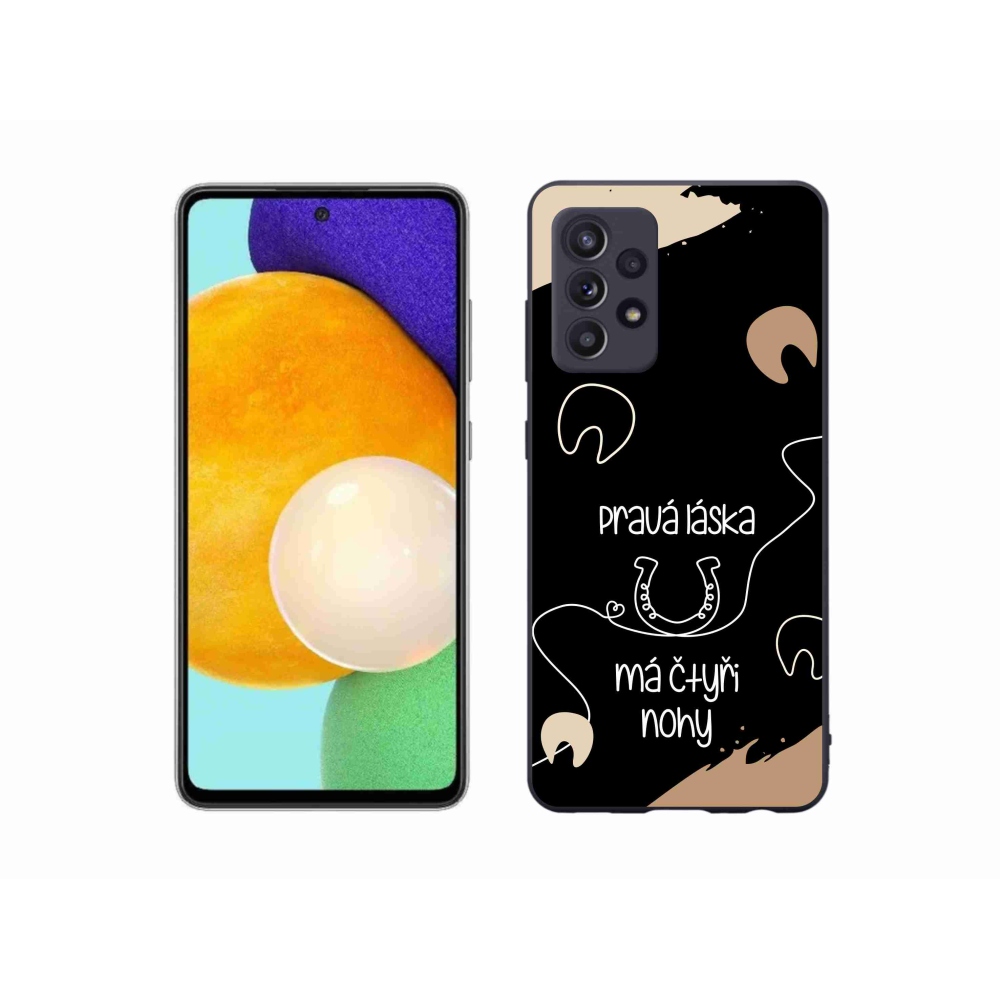 Gélový kryt mmCase na Samsung Galaxy A52/A52 5G - konský motív čierne pozadie