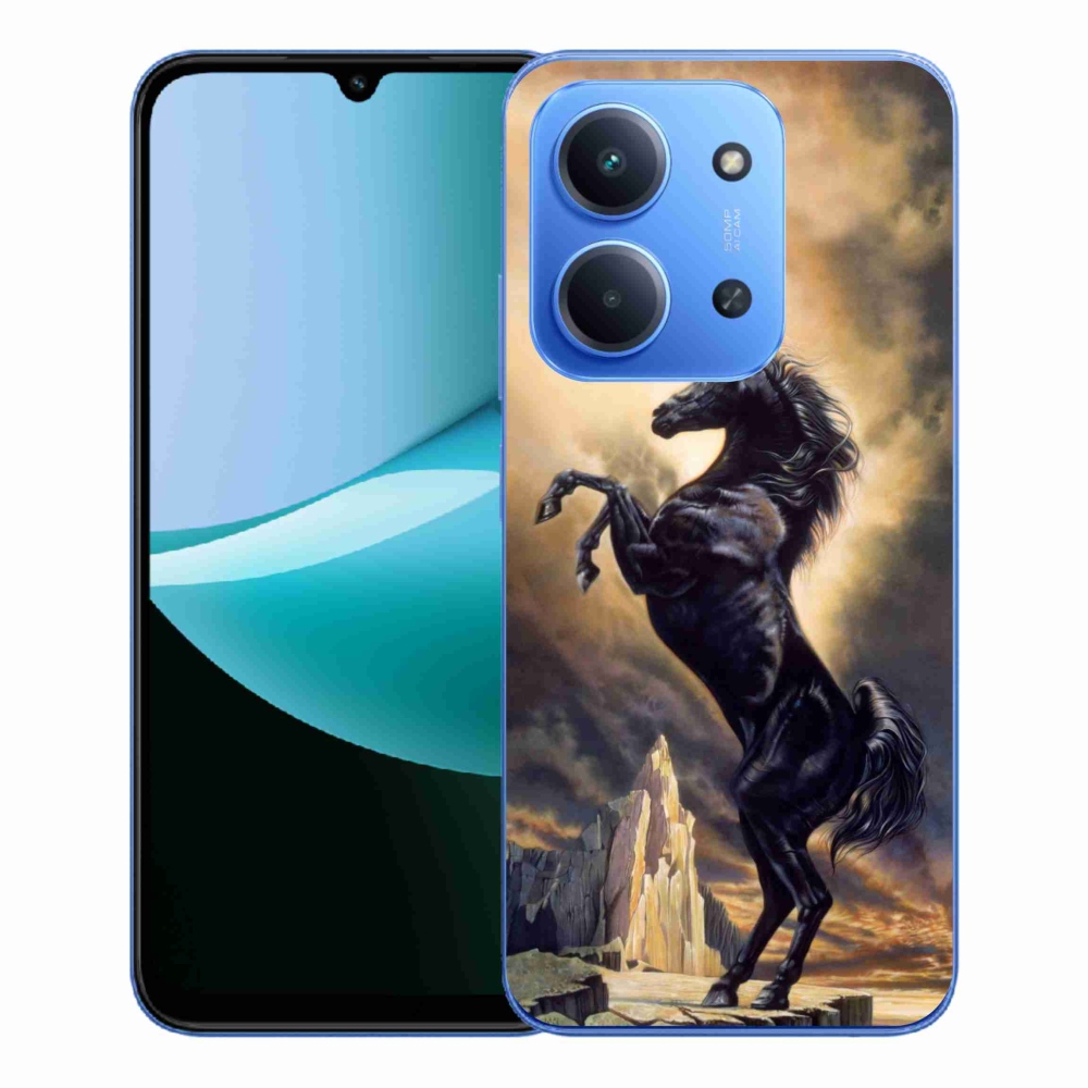 Gélový kryt mmCase na Xiaomi Redmi 15C 4G/5G (173mm) - čierny kreslený kôň