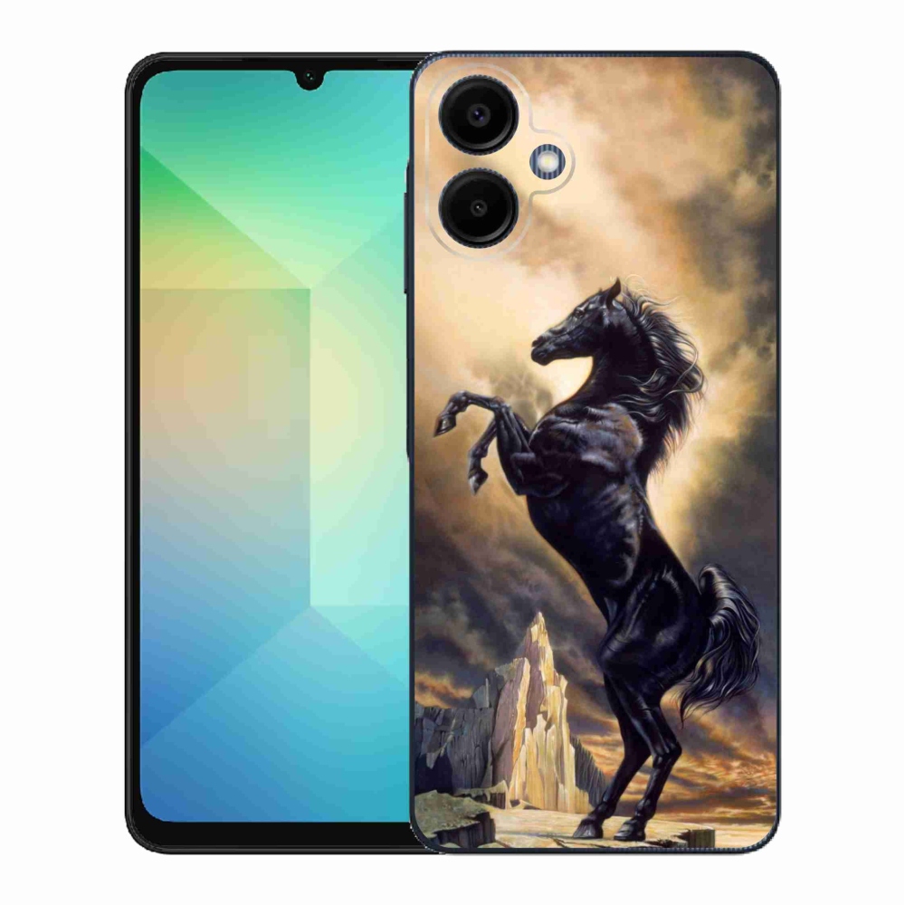Gélový kryt mmCase na Samsung Galaxy A06 4G - čierny kreslený kôň