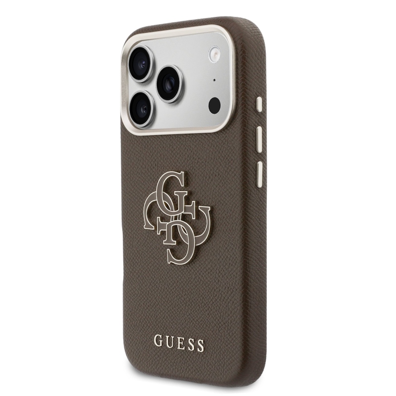 Zadný kryt s logom Guess PU Resin pre iPhone 17 Pro Brown