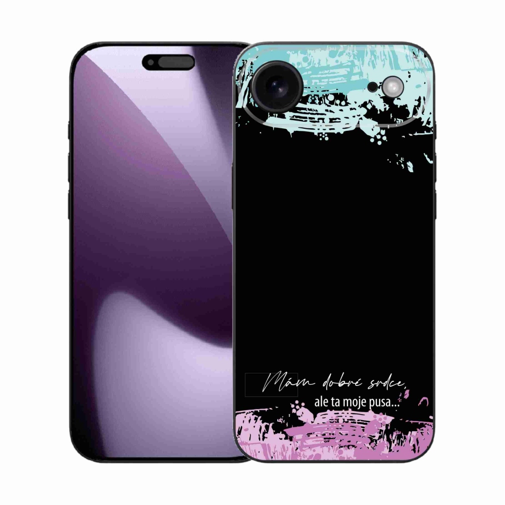 Gélový kryt mmCase na iPhone 17 Air - vtipný text 3 čierne pozadie