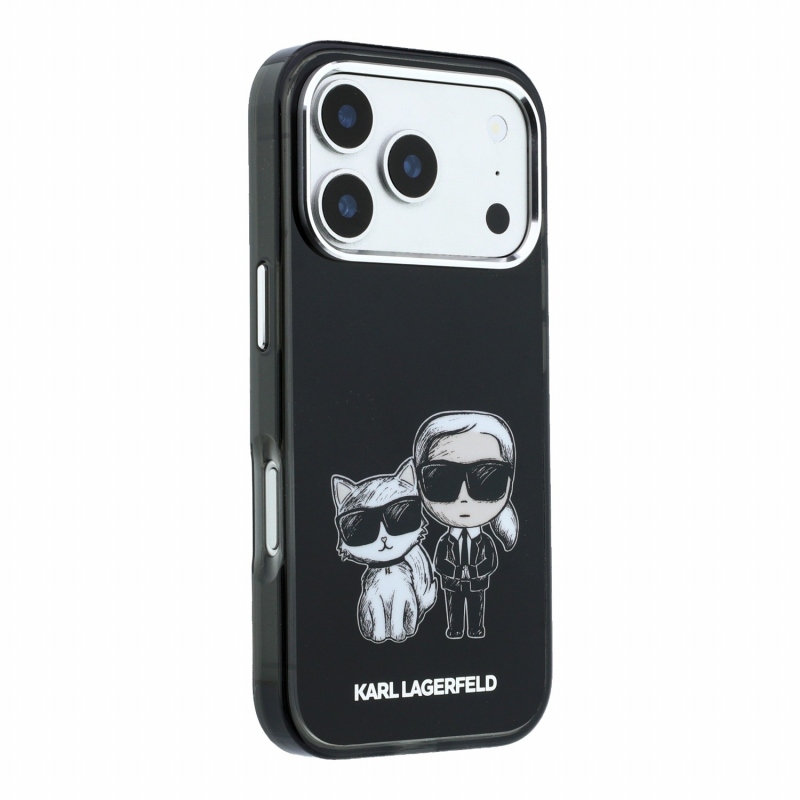 Karl Lagerfeld PU Semi Wrap Smooth Sketch Bodies Magsafe zadný kryt pre iPhone 18 Pro, čierny