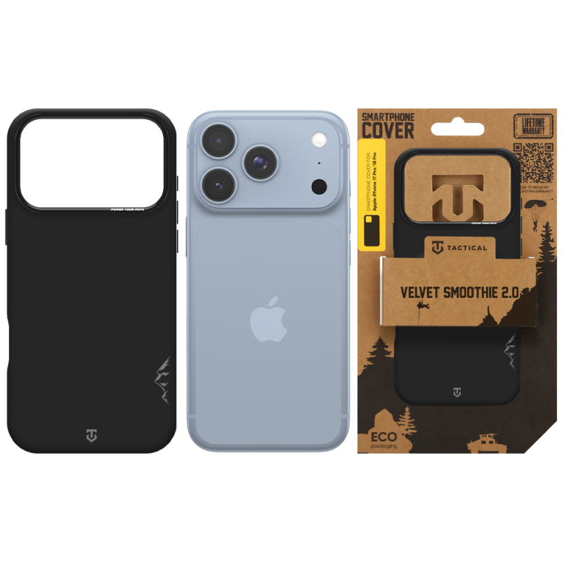 Tactical MagForce Velvet Smoothie 2.0 – puzdro pre Apple iPhone 18 Pro/17 Pro v čiernej farbe „Asphalt“