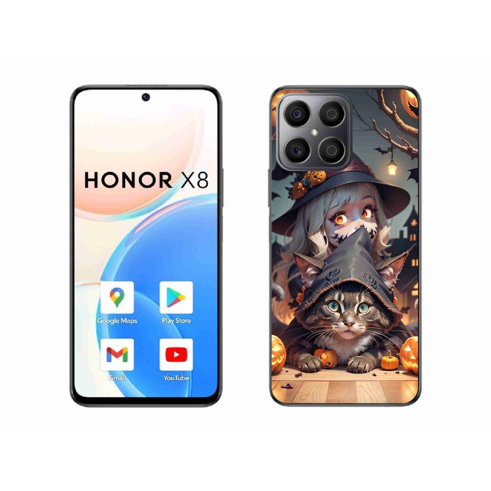 Gélový kryt mmCase na Honor X8 - čarodejnica s mačkou