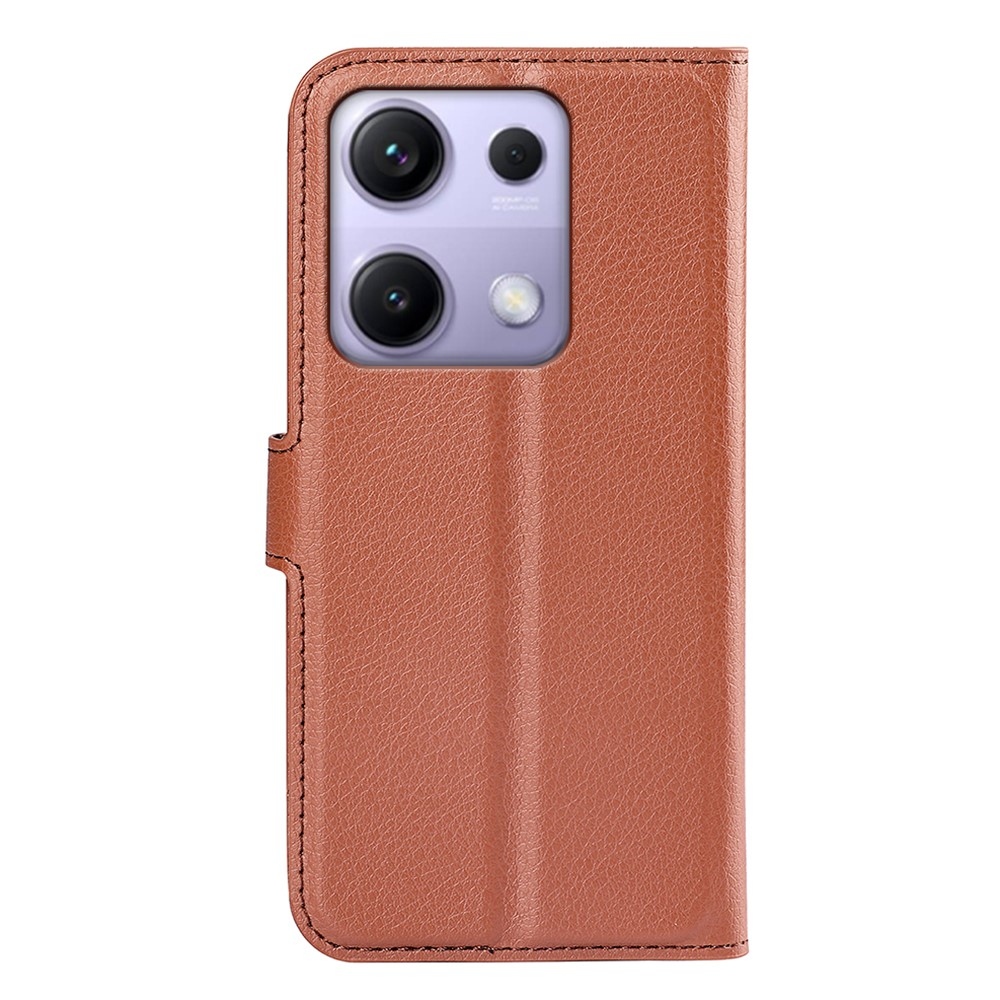 Litchi knižkové puzdro na Xiaomi Redmi Note 14S - hnedé