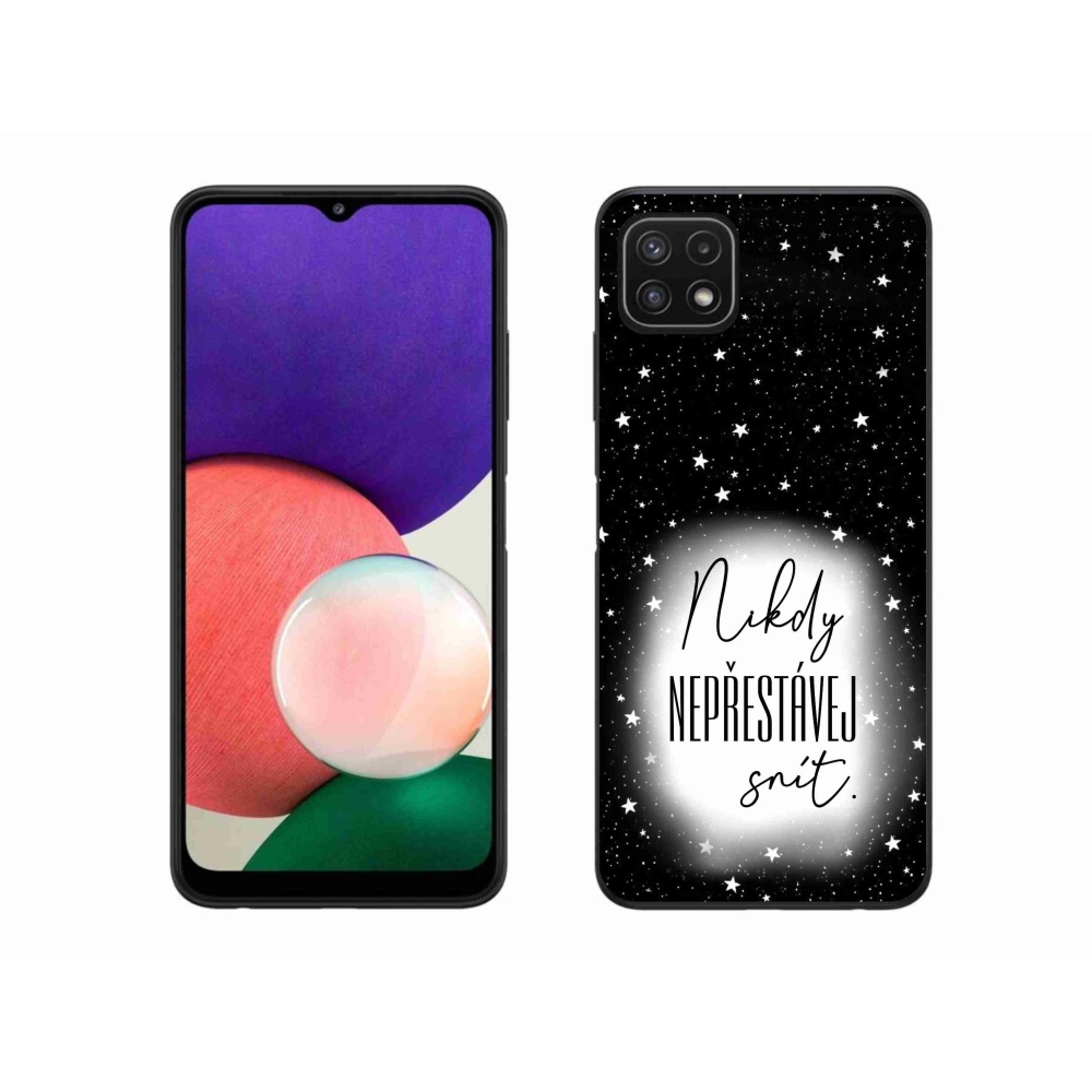 Gélový kryt mmCase na Samsung Galaxy A22 5G - citát 1 bieločierne pozadie