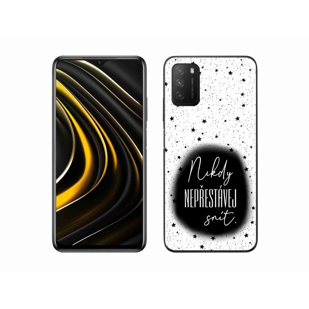Gélový kryt mmCase na Xiaomi Poco M3 - citát 1 čiernobiele pozadie