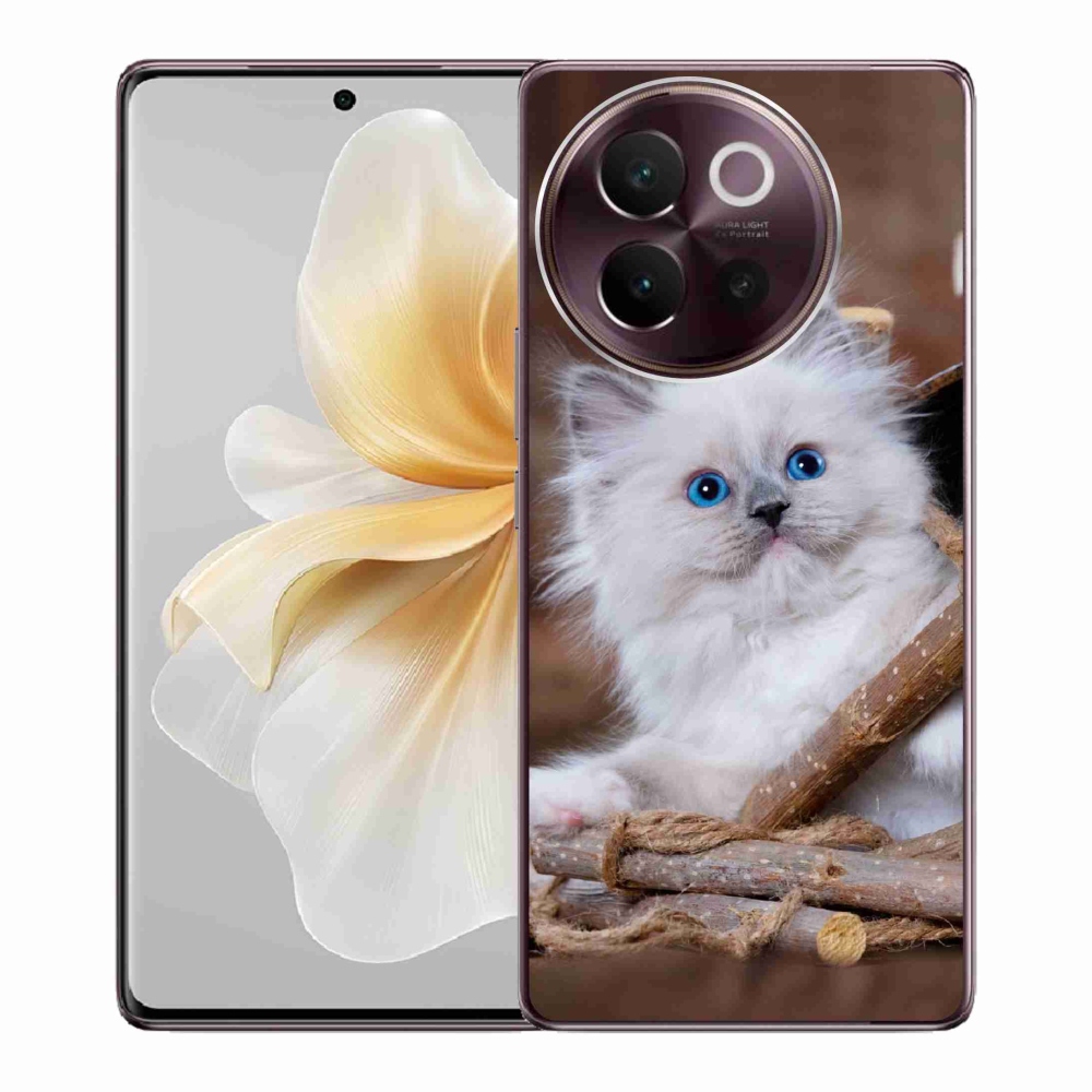Gélový kryt mmCase na Vivo V40 Lite 5G - biele mačiatko