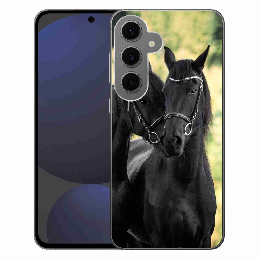 Gélový kryt mmCase na Samsung Galaxy S24 FE - dva čierne kone