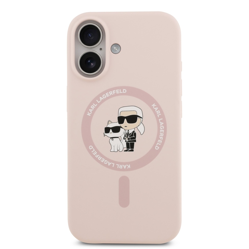 Karl Lagerfeld Liquid Silicone Karl and Choupette MagSafe zadný kryt pre iPhone 17 ružový