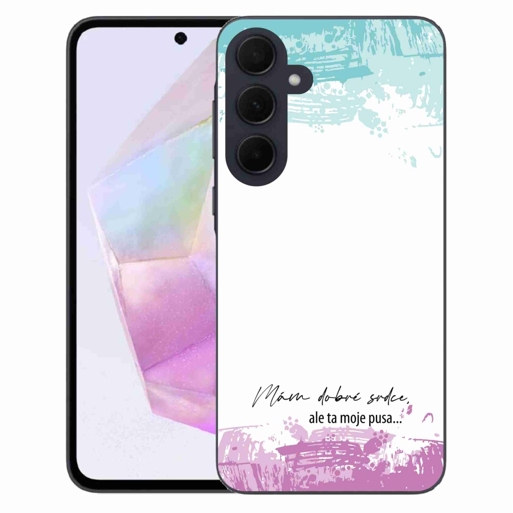 Gélový kryt mmCase na Samsung Galaxy A35 5G - vtipný text 3 biele pozadie