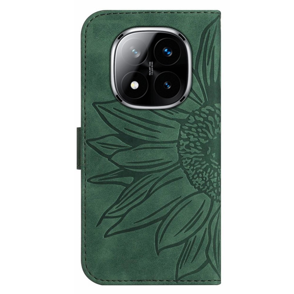 Sunflowers knižkové púzdro na Xiaomi Redmi Note 14 Pro - tmavozelené