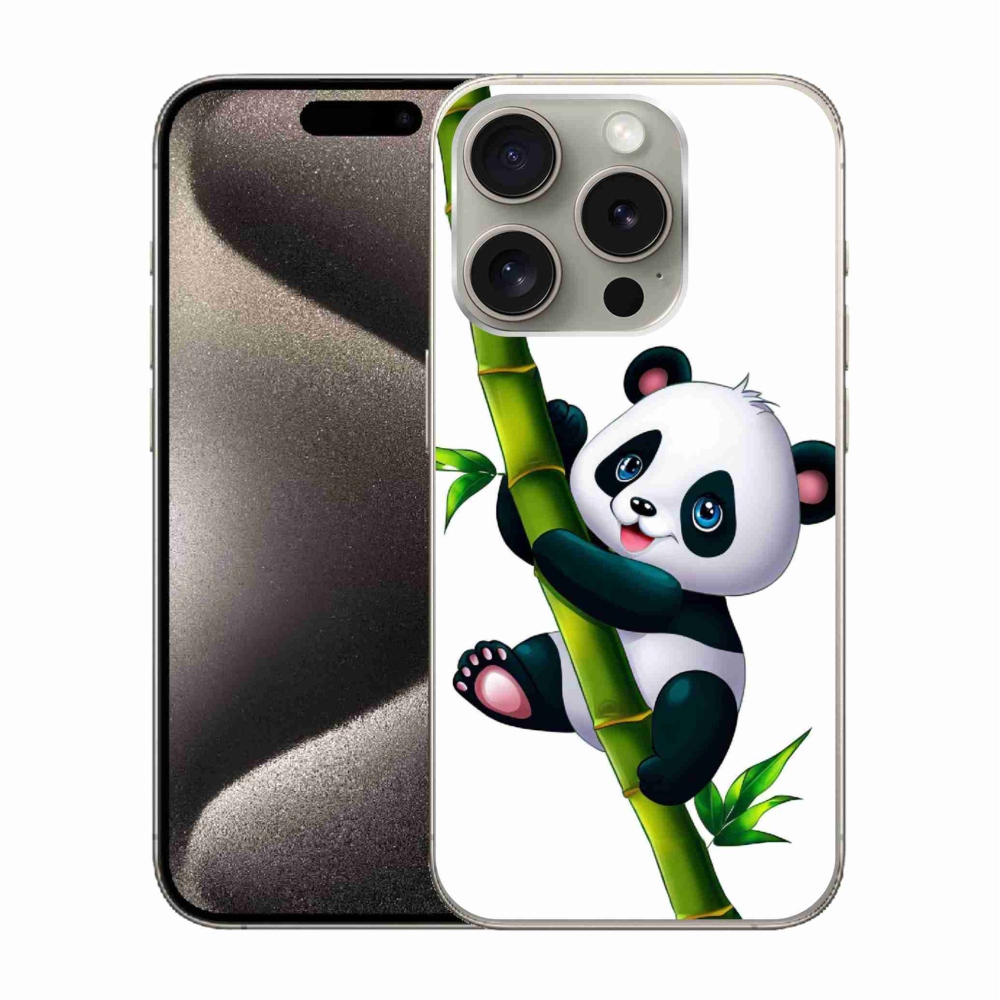 Gélový kryt mmCase na iPhone 15 Pro - panda na bambuse