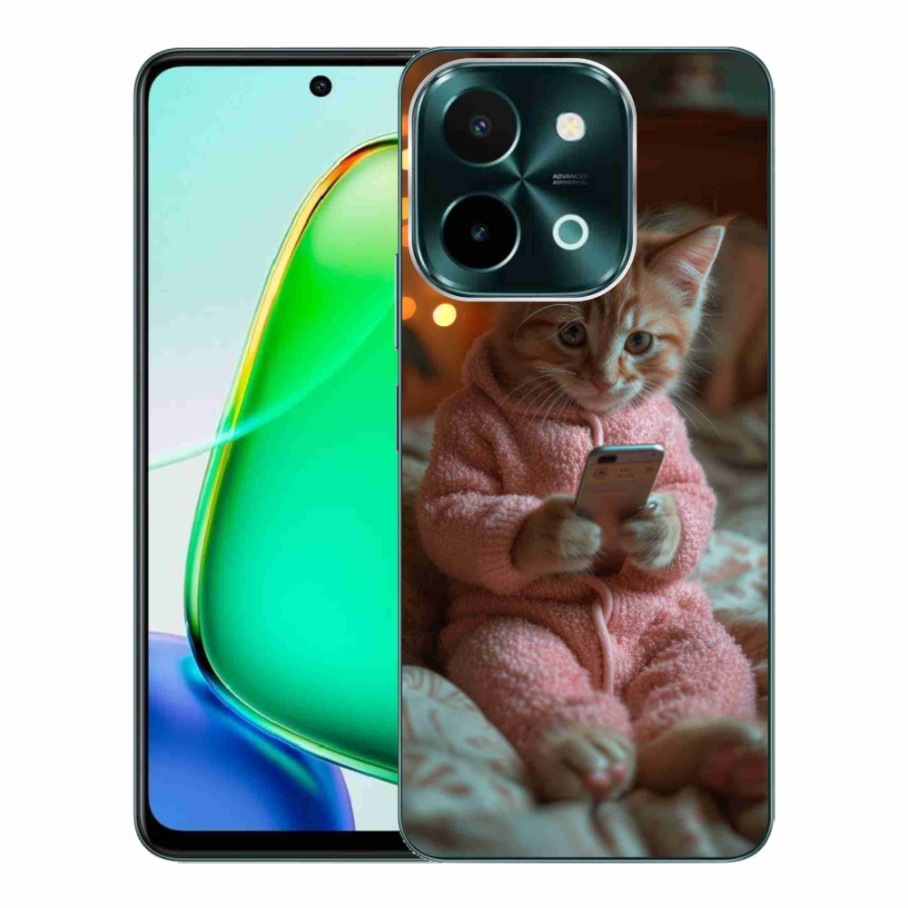 Gélový kryt mmCase na Vivo Y28 - mačiatko s mobilom