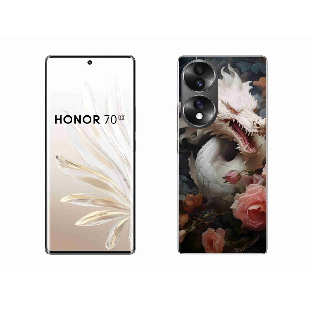 Gélový kryt mmCase na Honor 70 - biely drak