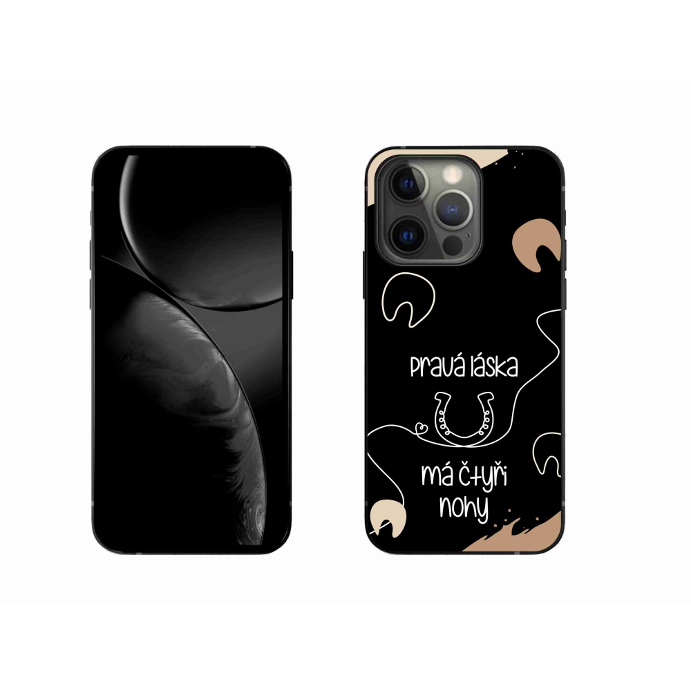 Gélový kryt mmCase na iPhone 13 Pro 6.1 - konský motív čierne pozadie
