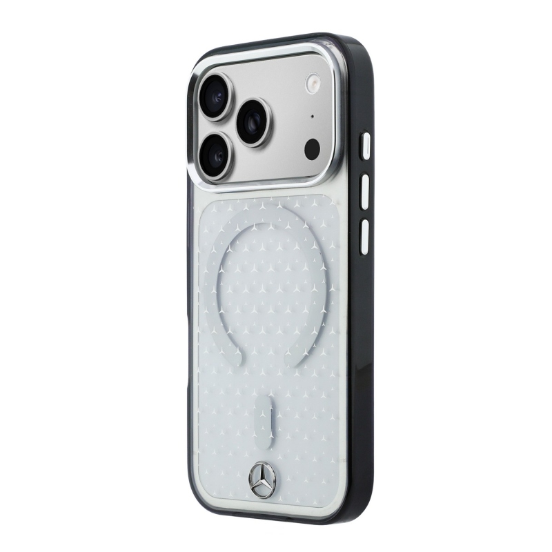 Mercedes PC/TPU Star Pattern MagSafe zadný kryt pre iPhone 18 Pro, priehľadný/čierny