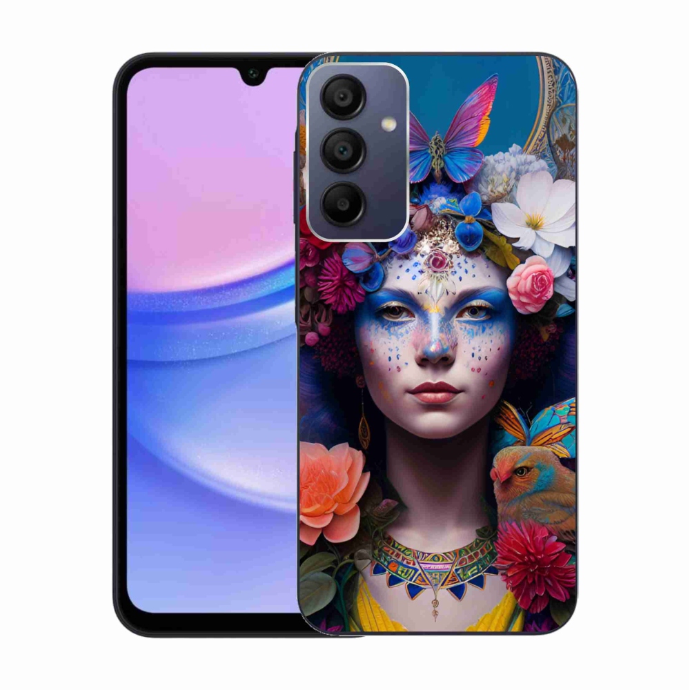 Gélový kryt mmCase na Samsung Galaxy A15 4G/5G - žena s kvetinami