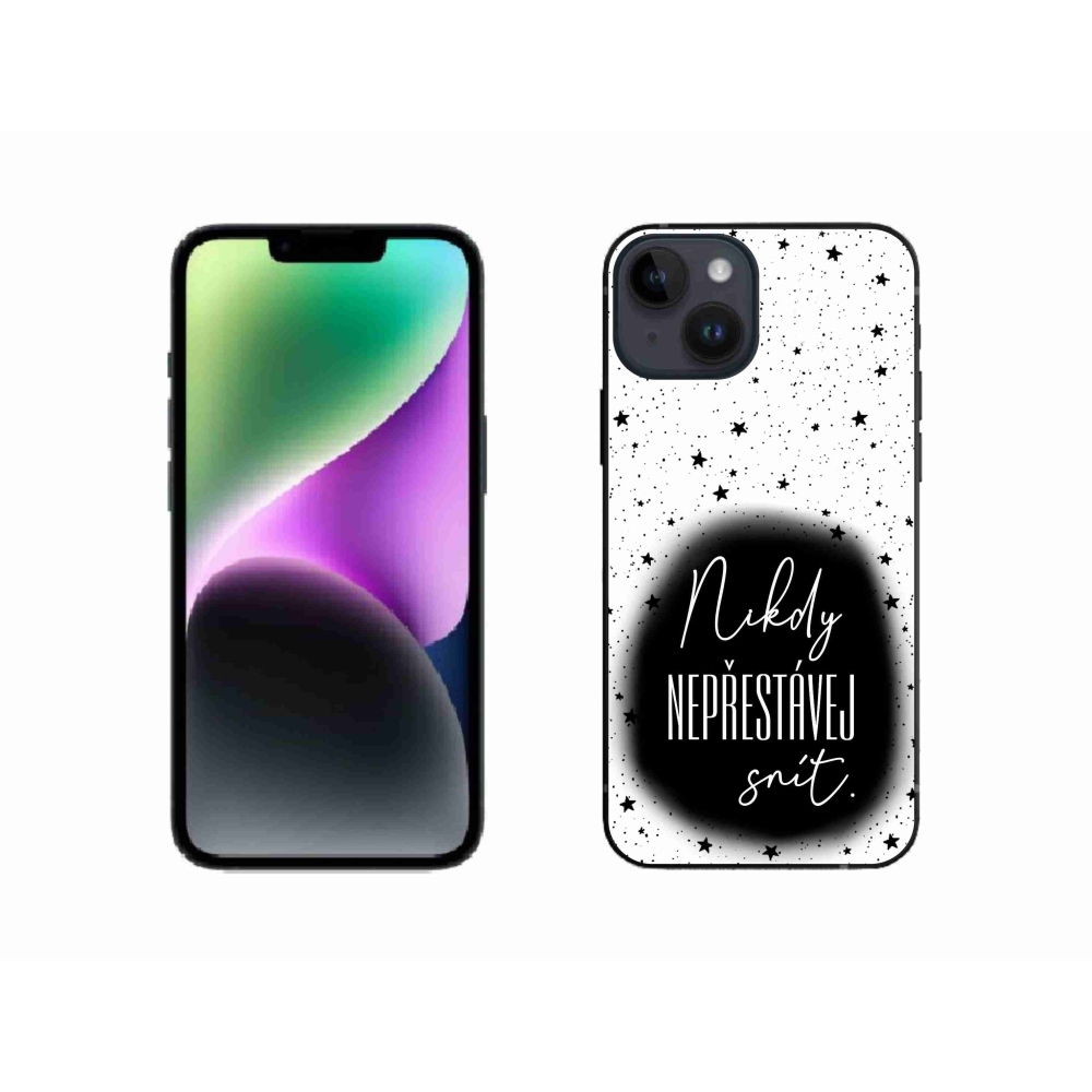 Gélový kryt mmCase na iPhone 14 - citát 1 čiernobiele pozadie
