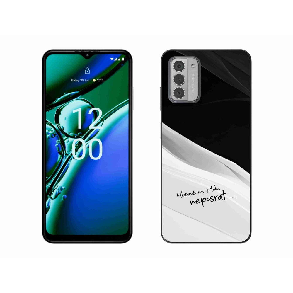 Gélový kryt mmCase na Nokia G42 - vtipný text 13 bieločierne pozadie